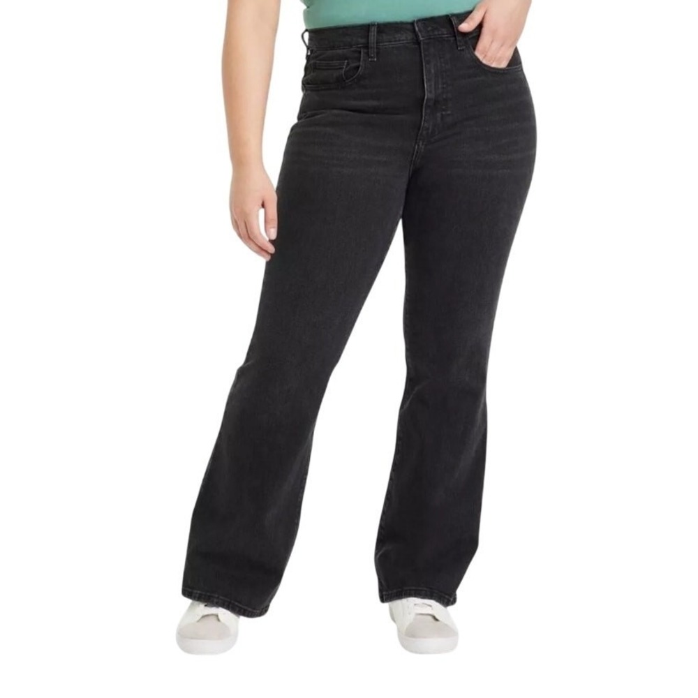 NWT Universal Thread High Rise Flare Leg Jeans Dark Denim Black Women's 12 R